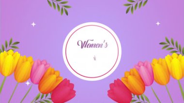 happy womens day card with colors roses flowers