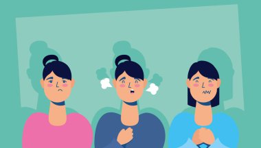 Koronavirüs belirtileri gösteren bir grup kadın.