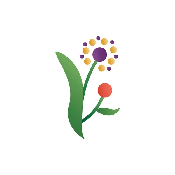 Schattige bloemen met bladeren lente degradiënt stijl pictogram — Stockvector