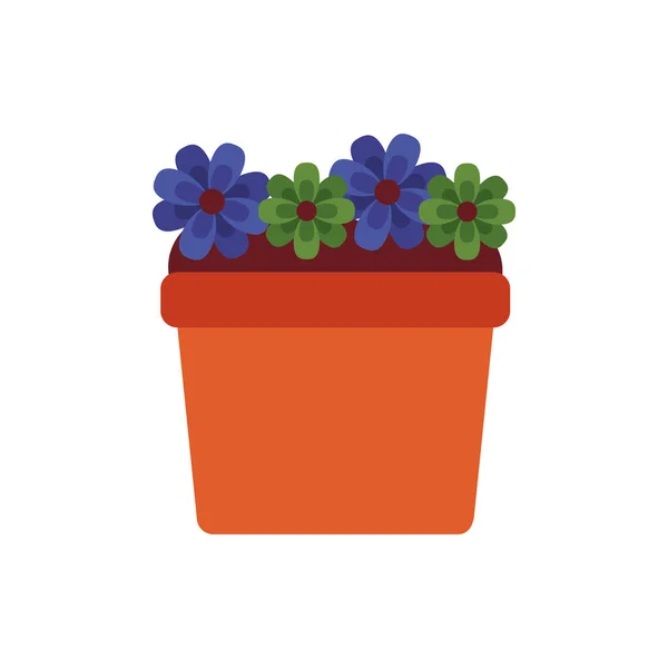 Belo jardim de flores em vaso de estilo plano — Vetor de Stock