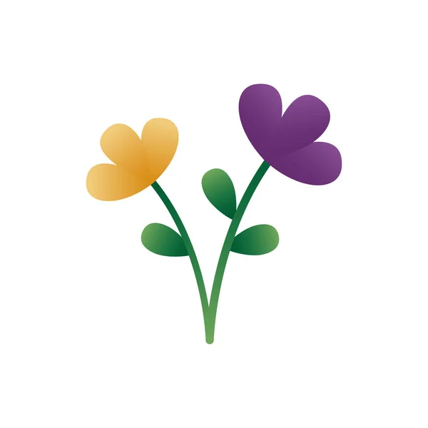 Söta blommor med blad våren degradient stil ikon — Stock vektor