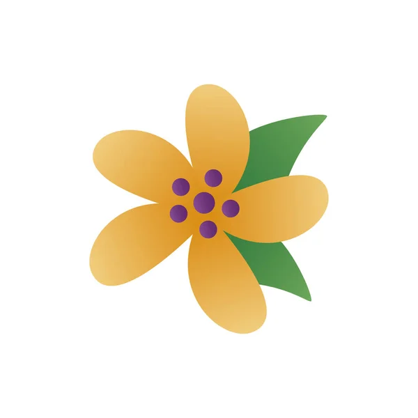Χαριτωμένο λουλούδι με φύλλα άνοιξη αποικοδόμηση στυλ εικονίδιο — Διανυσματικό Αρχείο