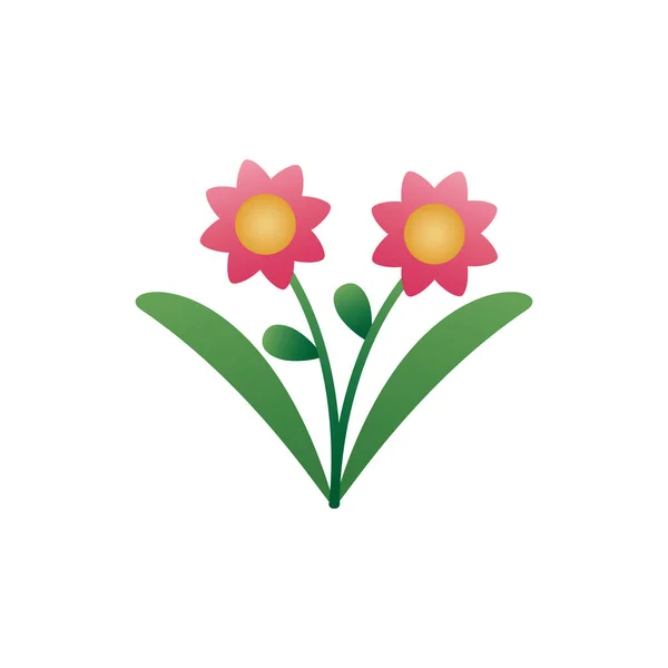 Niedlichen Blumen mit Blättern Frühling degradierenden Stil-Symbol — Stockvektor