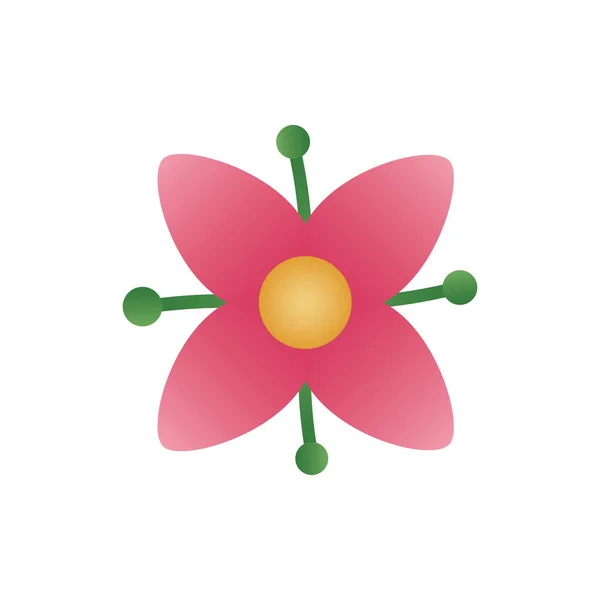 Söt blomma med blad våren degradient stil ikon — Stock vektor
