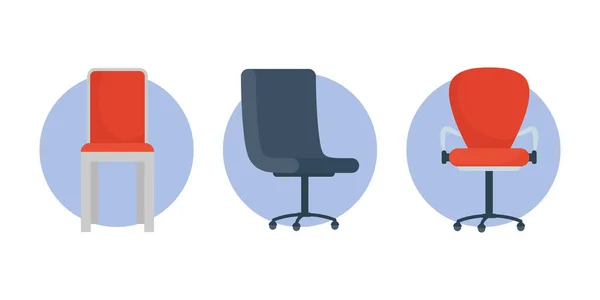 Set of office chairs set icons — Stockvektor