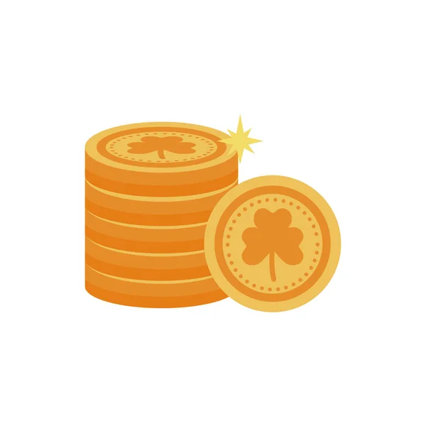 Κέρματα ημέρα Άγιος Patricks με φύλλο τριφύλλι λεπτομέρεια στυλ — Διανυσματικό Αρχείο