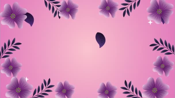 Beautifull flowers garden pattern animation — Stock video