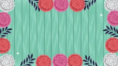 beautifull pink roses flowers garden frame animation