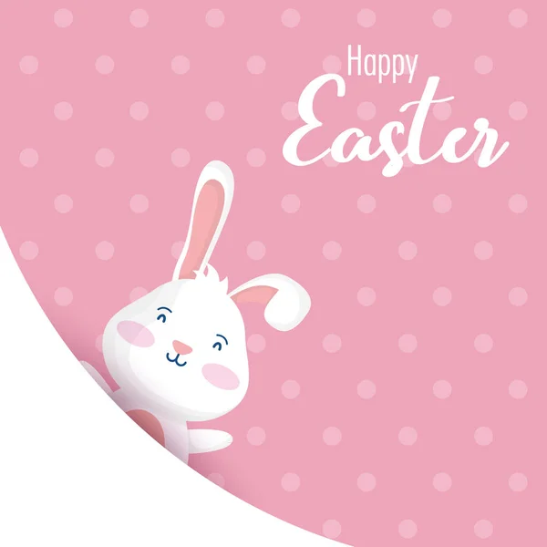 Happy easter celebration card with lettering and rabbit — Stock Vector