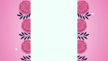 beautifull pink roses flowers garden frame animation