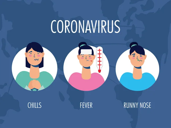 Skupina žen s příznaky koronaviru — Stockový vektor