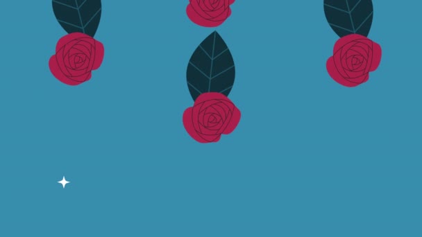 Beautifull roses flowers garden pattern animation — Wideo stockowe