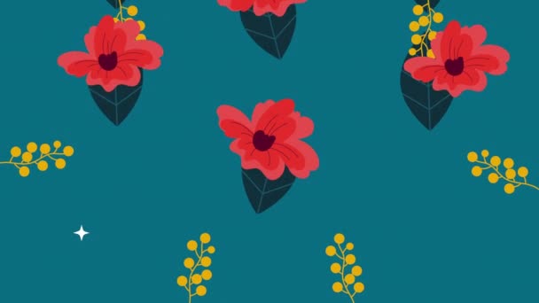 Beautifull flowers garden pattern animation — Αρχείο Βίντεο