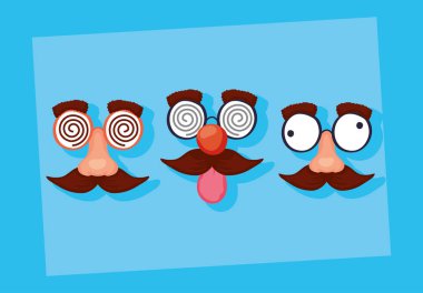 Çılgın maskeli mutlu nisan günü kartı.