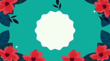 beautifull flowers garden circular frame animation