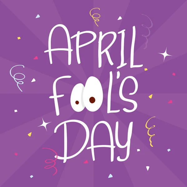 Happy April dwazen dagkaart met belettering — Stockvector