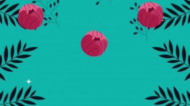 beautifull roses flowers garden pattern animation