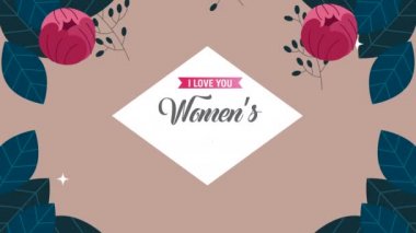 happy womens day card with roses flowers diamond frame
