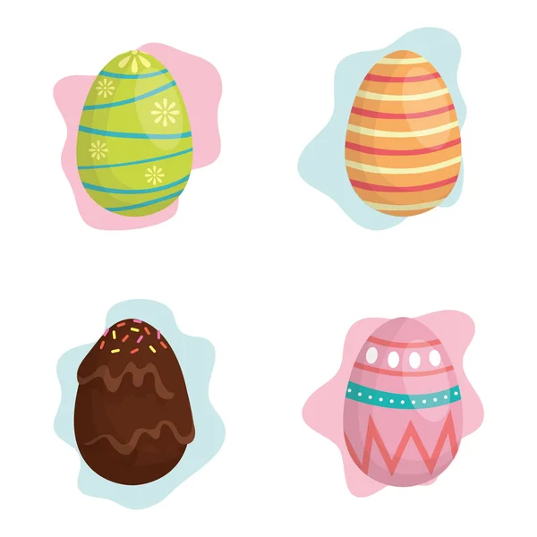 Joyeuse carte de fête de Pâques avec oeufs fixés peints — Image vectorielle