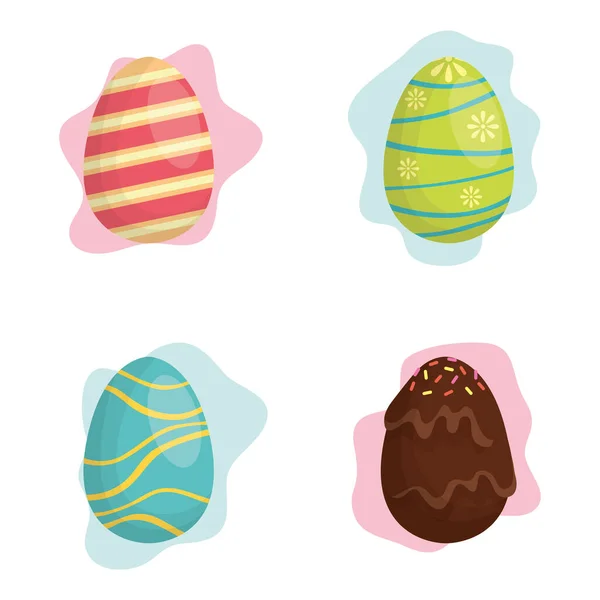 Feliz tarjeta de celebración de Pascua con huevos pintados — Vector de stock