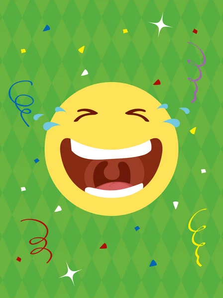 Frohe Aprilscherz-Karte mit Emoji-irrem Gesicht — Stockvektor