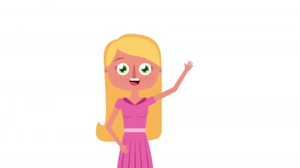 Beauty young woman character animation — Stock video