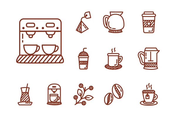 Paquete de café y té línea icono de estilo — Vector de stock