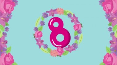 happy womens day card with floral frame