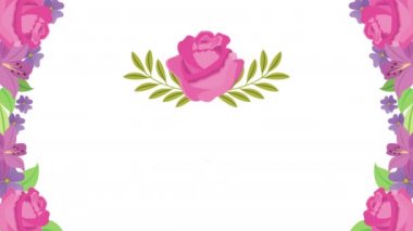 happy womens day card with flowers and lettering