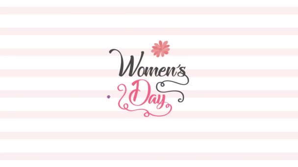 Cartão de dia feliz das mulheres com pássaros e letras — Vídeo de Stock