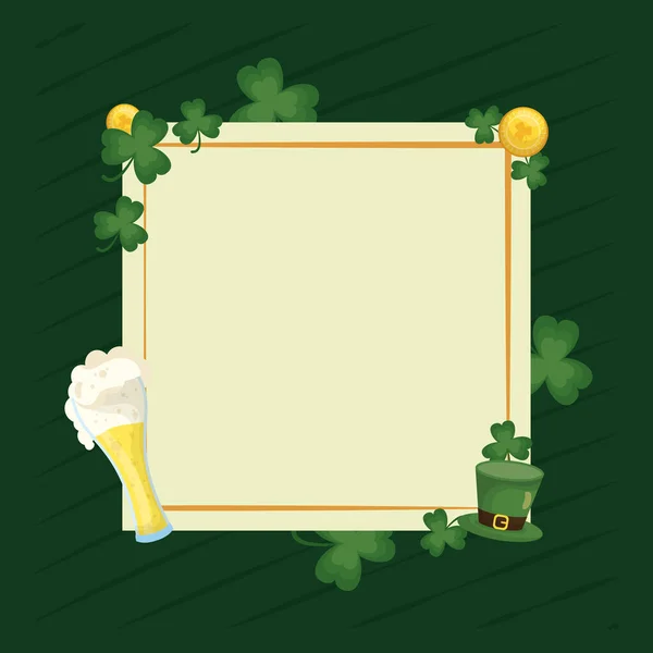 Happy st patricks day card with square frame — Stockvector