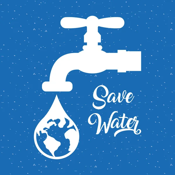 Cartaz dia de água com torneira e planeta mundial em queda — Vetor de Stock