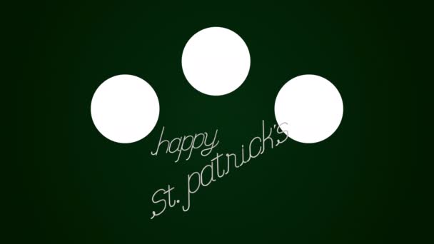 St patricks día tarjeta animada con letras y establecer iconos — Vídeo de stock