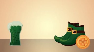 st patricks day animated card with beers and boots