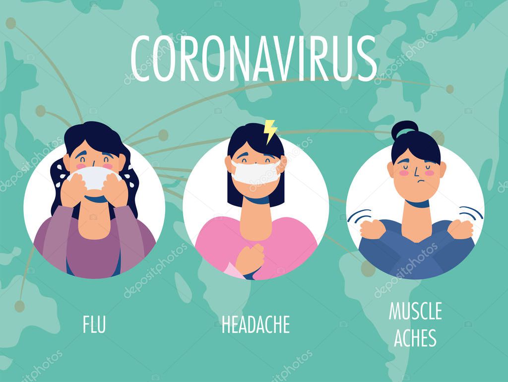 group of women with coronavirus symptoms