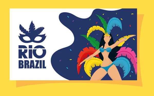 Brazil carnival poster with beautiful garota — Διανυσματικό Αρχείο