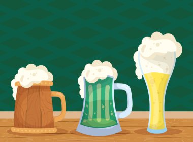 happy st patricks day card with beers drinks