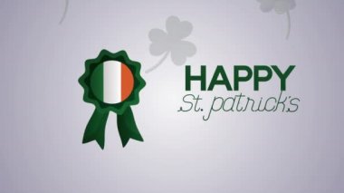 st patricks day animated card with lettering and ireland medal