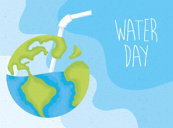 Giornata dell'acqua poster con mondo pianeta terra — Vettoriale Stock