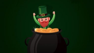 st patricks day animated card with treasure cauldron