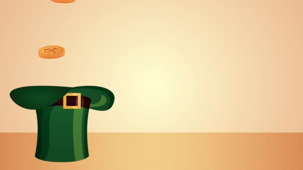 St patricks day animated card with elf hat — 图库视频影像