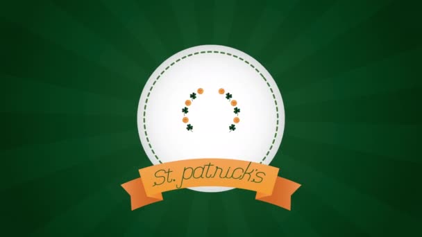 St dia patricks cartão animado com cupcake e bandeira da Irlanda — Vídeo de Stock