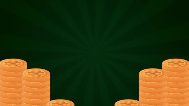 St patricks day animated card with lettering and coins treasure — Stok video