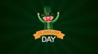 st patricks day animated card with elf and beers