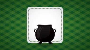 st patricks day animated card with elf and cauldron