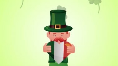 st patricks day animated card with elf character