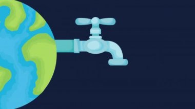 water day campaign animated with world planet and tap