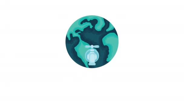 Water day campaign animated with world planet and tap — Stock Video