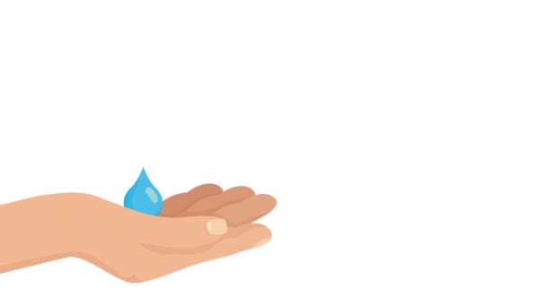 Water day campaign animated with hand lifting drop — Stock video