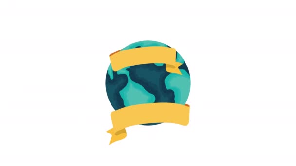 Water day campaign animated with world planet and lettering — 图库视频影像